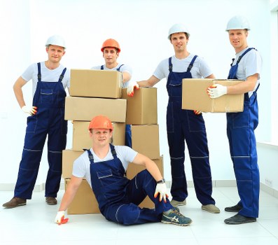 Packed boxes and labelled items prepared for a house removal in Finchley