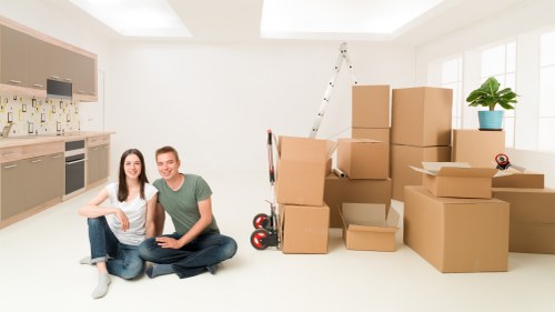 Moving van prepared for a Finchley relocation with boxes and furniture inside