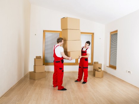 Packed boxes and furniture ready for a house move in Finchley