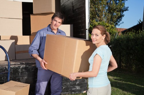 Loading a business move vehicle on a busy Finchley street